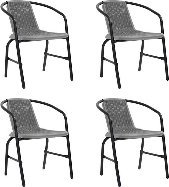 Furnicato Gartenstuhl Set 4er Pack in Schwarz aus Kunststoff-Rattan und Stahl mit moderner Optik - Bild 1