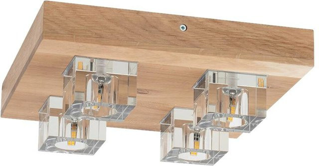 Spot Light Deckenleuchte Tony mit 4 Brennstellen aus Holz und Glas, B/H/T: 30 x 30 x 9,5 cm - Bild 1