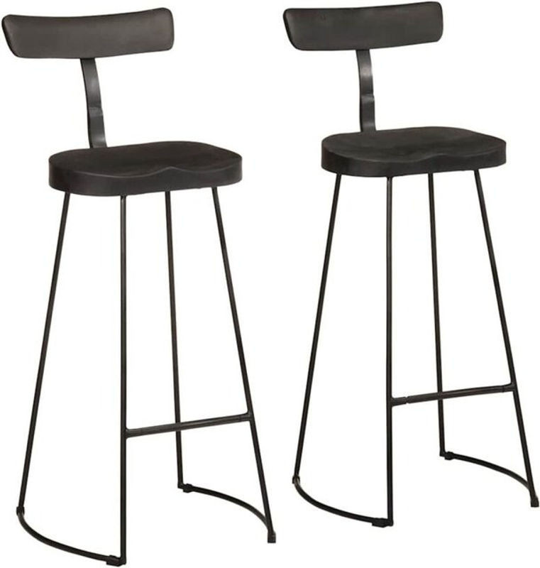 Vidaxl Barhocker 2er Set Schwarz aus Mango Massivholz und Metall im Industrial Design B/T/H: 49 x 43 x 103 cm - Bild 1