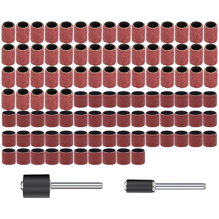 XCAN Schleiftrommel-Set mit 102 Stück, Schleifband Körnung 80, 1/2 und 1/4 Zoll, Sanddorne für Dremel-Nagelbohrer und rotierende Schleifwerkzeuge - Bild 7