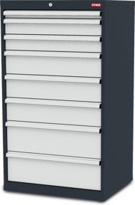 STIER Schubladenschrank aus Stahl mit 8 Schubladen, grau, B/T/H: 70,0 x 57,5 x 122,0 cm - Bild 1