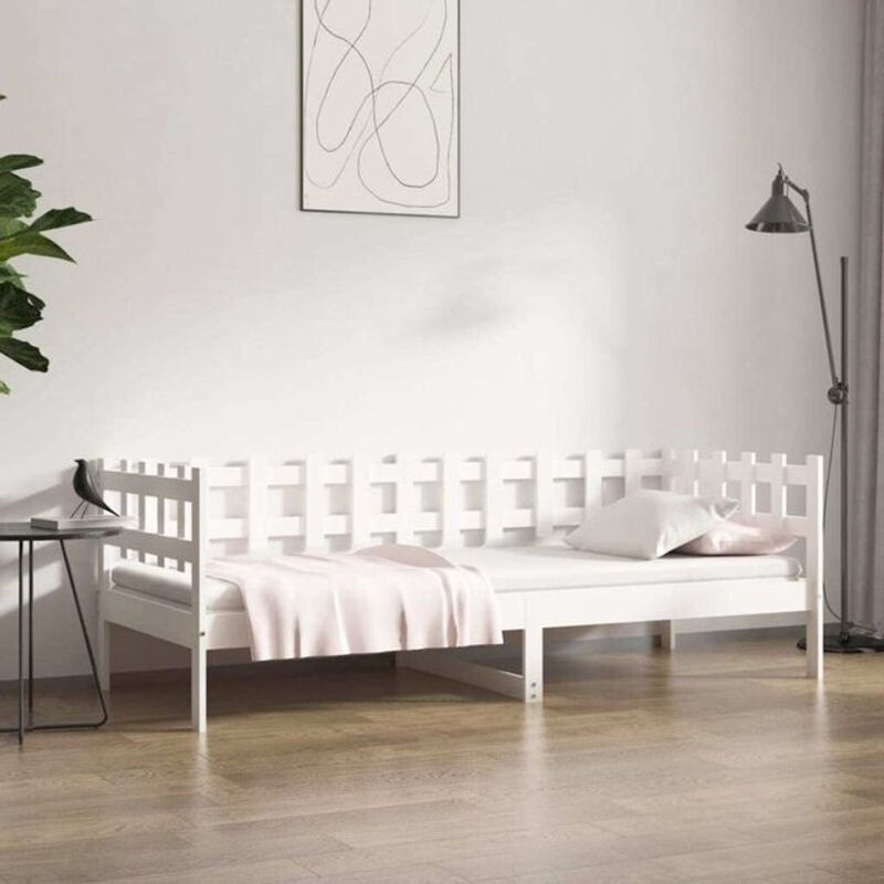 vidaxl Tagesbett aus Massivholz Kiefer in Weiß im Landhausstil, B/T/H: 190 x 90 x 68,5 cm - Bild 1