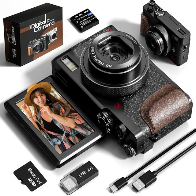 NBD Digitalkamera mit 56 MP, 4K Video, 16-fachem Zoom und 180 Grad Klappbildschirm in Schwarz - Bild 1