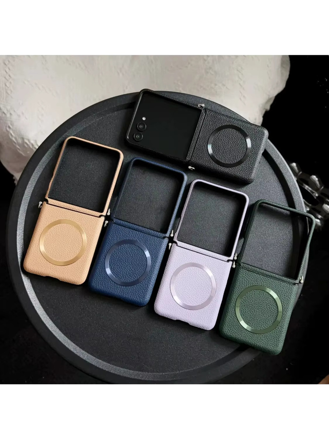 MagSafe kompatible Schutzhülle aus Litchi-PU-Leder für Motorola Moto Razr 60 50 Ultra Plus 2024 in Schwarz - Bild 4
