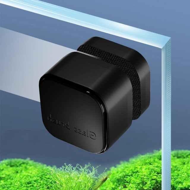 Magnetischer Aquarium-Glasreiniger in Schwarz als quadratischer Mini-Algenschaber aus Kunststoff zur Aquarienwartung - Bild 1