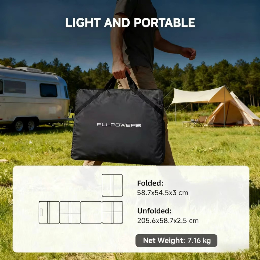 ALLPOWERS SE200 Solarpanel 200 W, faltbares monokristallines ETFE Solarpanel in Schwarz, wasserdicht nach IP68 für Solargeneratoren, Wohnmobile und Outdoor-Reisen - Bild 3