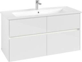 V&B Waschtischunterschrank Collaro in Weiß glänzend mit Waschtisch und LED-Beleuchtung B/T/H: 116,1 x 61 x 48 cm - Bild 1