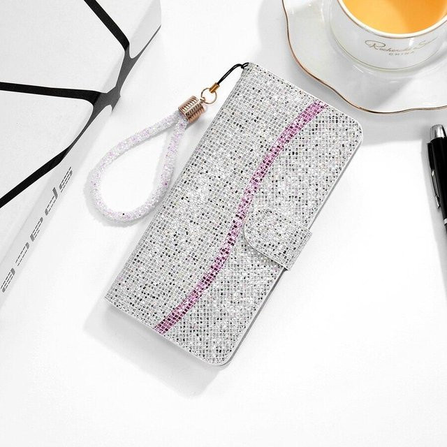 Samsung Leder-Brieftasche für Galaxy S22 Ultra, S21 FE, S20 FE, S10 Plus, A53, A52, A51, A32, A13, A12, A73, A72, A71, A70 in Silber - Bild 1