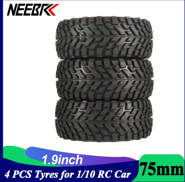 NEEBRC Reifen, 4er-Set, 75mm, 1,9 Zoll, Gummi, Hex Felge Nabe für RC Auto Crawler Off-road - Bild 1