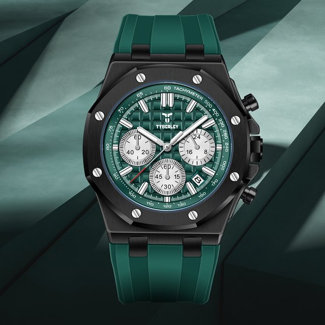 TYBERLEY Chronograph, Quarz, Grün, Silikon, Herren - Bild 1