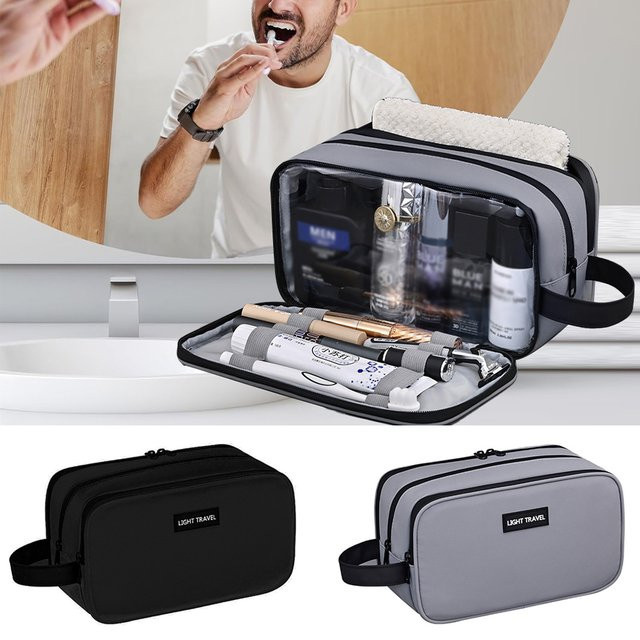 WEPPKK Kulturbeutel für Männer als Reise-Organizer und wasserabweisender Rasiersack in Grau, B/T/H: 26,0 x 14,5 x 0 cm - Bild 1