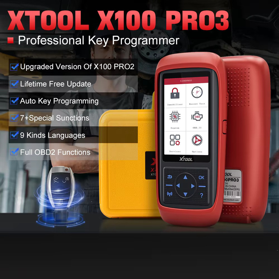 XTOOL X100Pro3 Key IMMO Programmiertool mit EEPROM-Adapter und 13+ Reset-Funktionen als vollständiger OBD2-Automodeleser in Rot - Bild 5