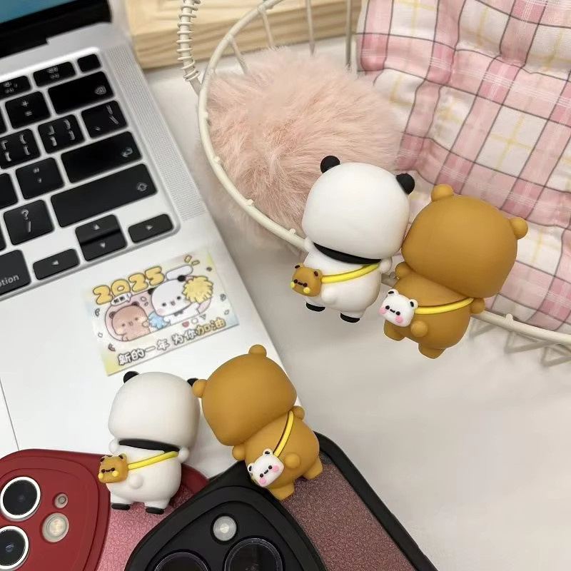 Bandai Panda Bubu und Dudu Set aus 2 niedlichen Cartoon-Bär-Spielzeugpuppen als dekoratives Paar-Geschenk - Bild 4