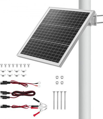 VEVOR 20W 12V Solar Panel Battery Charger mit integriertem Controller und verstellbarer Halterung IP67 für Zaun und Garten (Passend für Pfosten 40 - 80mm) - Bild 1