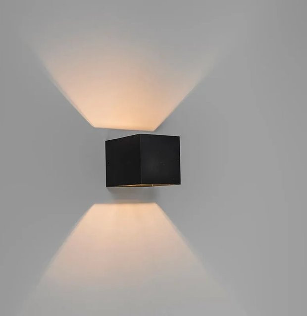 QAZQA Moderne Wandleuchte Schwarz aus Aluminium mit Up-Down Lichteffekt und dimmbarer Funktion - Bild 1