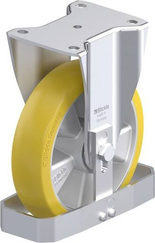 Blickle Stahlblech-Bockrolle BH-ALTH 200K-CO-FS in Silber und Gelb mit 200 mm Rad-Durchmesser und 800 kg Tragfähigkeit - Bild 1
