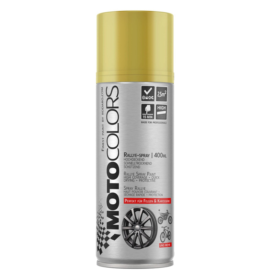 MotoColors Spraylack Ralley Felgengold, 400ml Sprühfarbe in Gold, wetterfest und schnelltrocknend - Bild 2