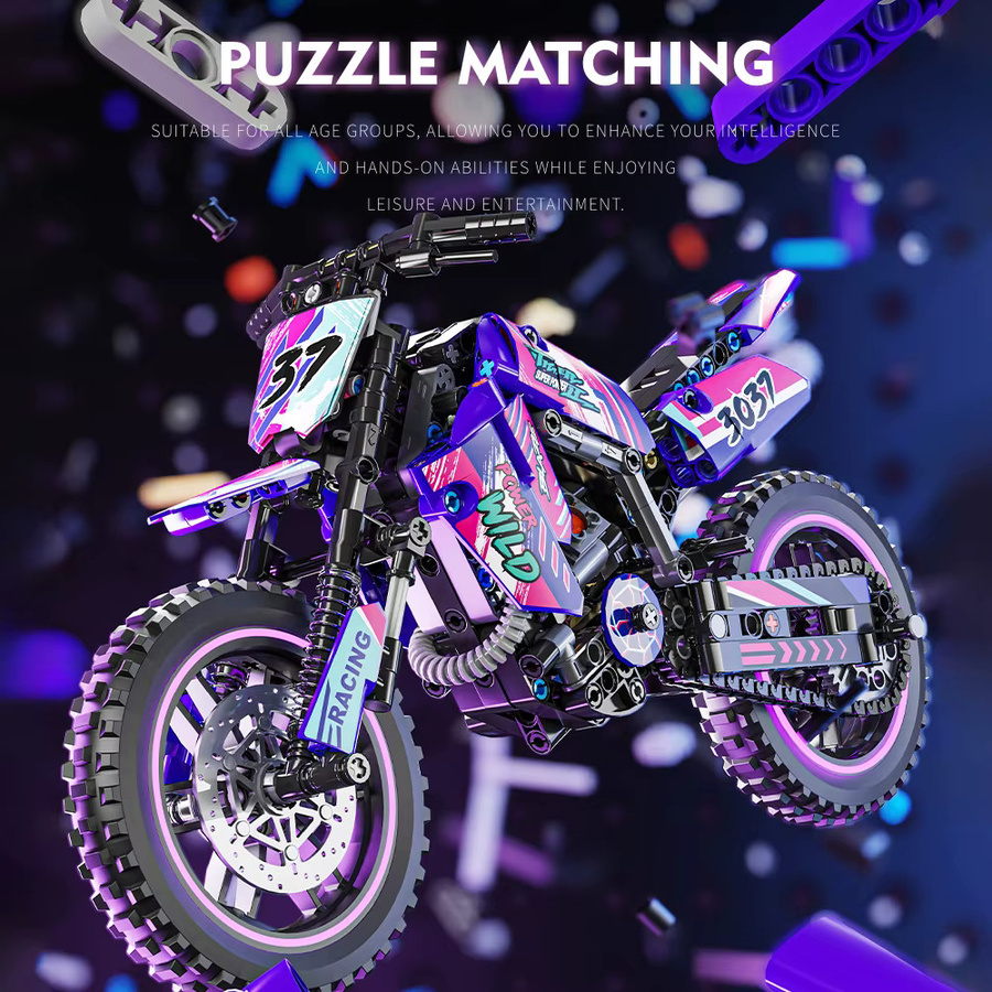 4HLP Motorrad-Spielzeug-Baustein-Set, STEM-Bausatz, 476-teilig - Bild 2