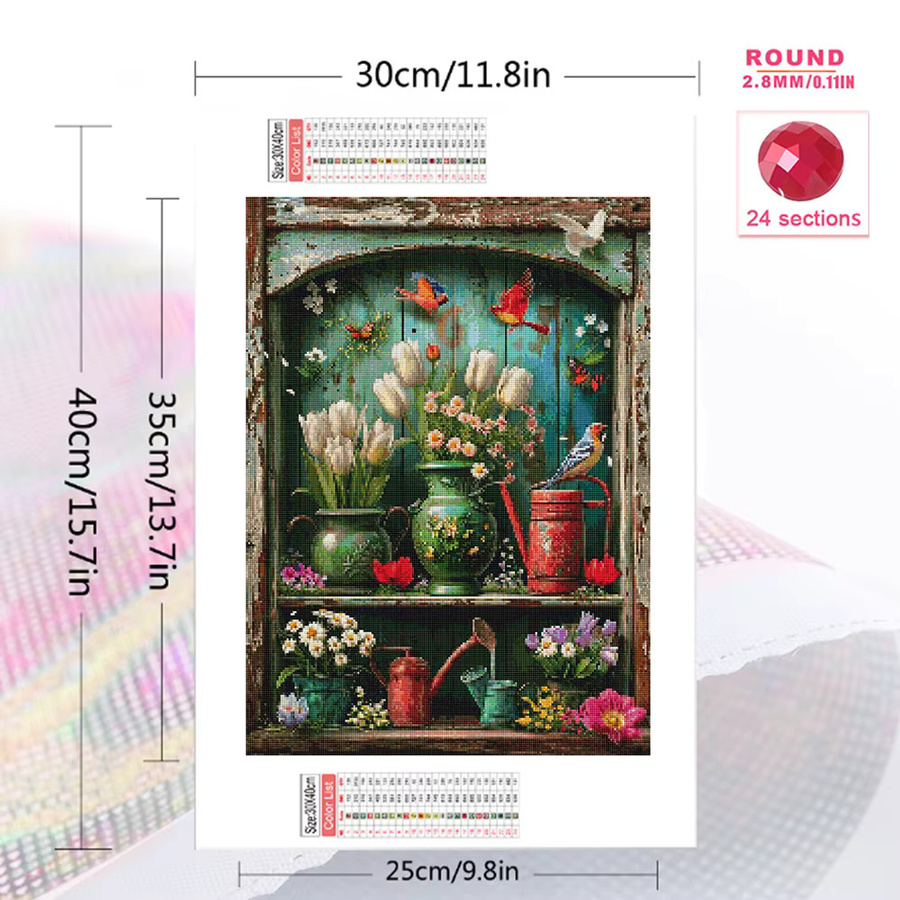 Momoart Diamant-Mosaik Blumenmalerei Tulpe und Gänseblümchen als Strass-Stickerei für Anfänger, Multicolour, B/H: 30 x 30 cm - Bild 2