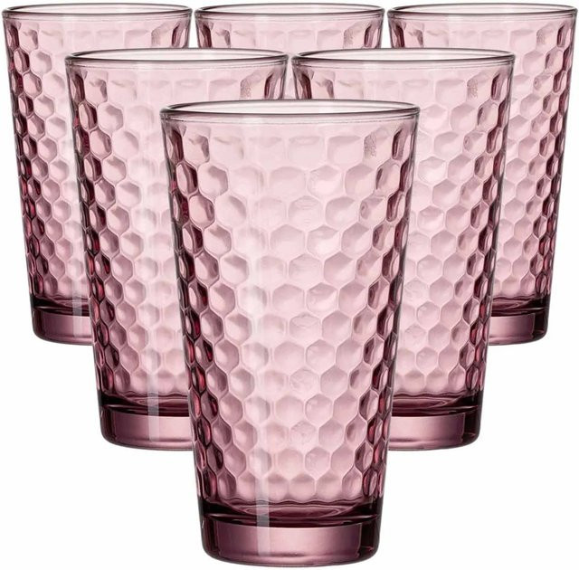 Ritzenhoff Favo Longdrinkgläser Tumbler mit geometrischem Design, Rot, 6er Set, 400 ml - Bild 1