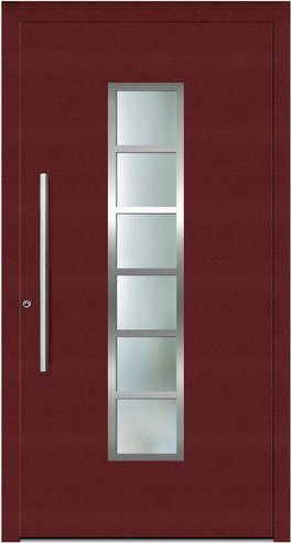KNOCK Aluminium-Haustür Terra Nova mit Glaseinsatz in Purpur-Rot, modern und beschichtet - Bild 1