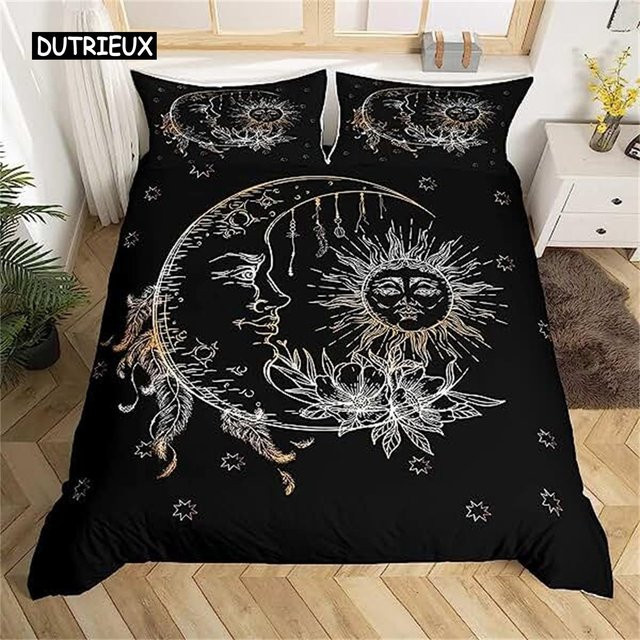 Flylo Bettwäsche Set mit Bettbezug und Kissenbezug im Boho-Stil mit Sonnenblumen und Mandala-Design, Mehrfarbig, B/H: 135 x 200 cm - Bild 1