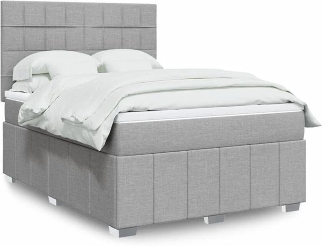 vidaxl Boxspringbett mit Matratze in Grau aus Stoff und Holzwerkstoff B/T/H: 140 x 190 cm - Bild 1