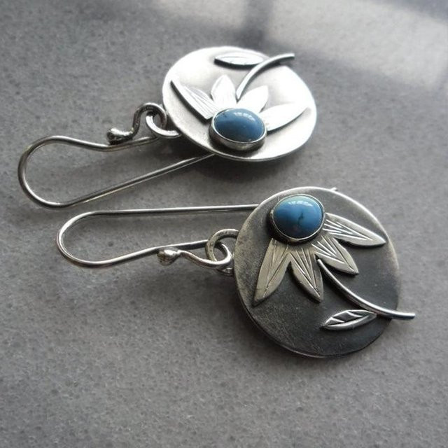 YIRAN Ohrringe, blaue Stein, Kupferfarbenes Metall, Damen - Bild 1