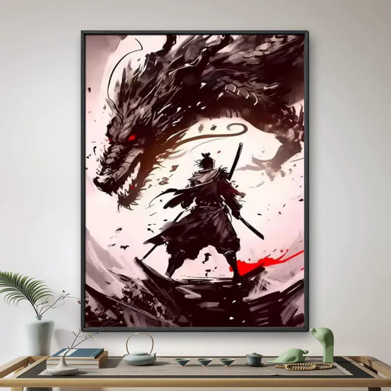 Potdemiel 5D DIY Diamantkunst Japanischer Samurai-Krieger Stickerei Set mit Vollrund-Bohrer für deine Wohnzimmer-Dekoration - Bild 2