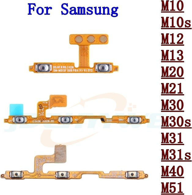 Samsung Lautstärke und Power Schalter Ersatzteil Set mit Flex-Kabel in Orange für Galaxy M10 M10s M20 M30 M30s M40 M12 M13 M21 M31 M31s M51 - Bild 1