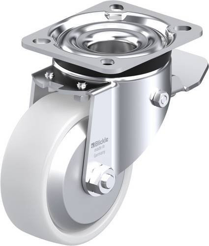 Blickle Lenkrolle LK-PO 100KA-1-ST-FA mit Feststeller, Rad-Durchmesser: 100 mm, Tragfähigkeit: 280 kg, Farbe: Weiß - Bild 1