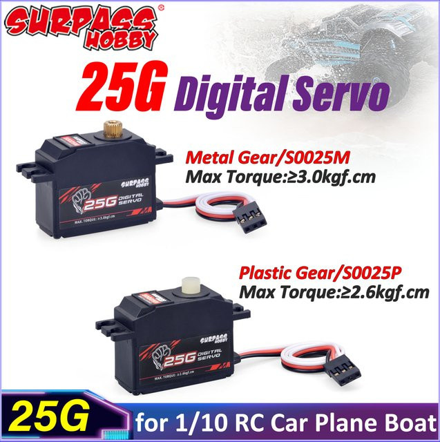 SURPASS Hobby Digital Servo S0025P S0025M, Metall/Kunststoff-Getriebe, 1:10 - Bild 1