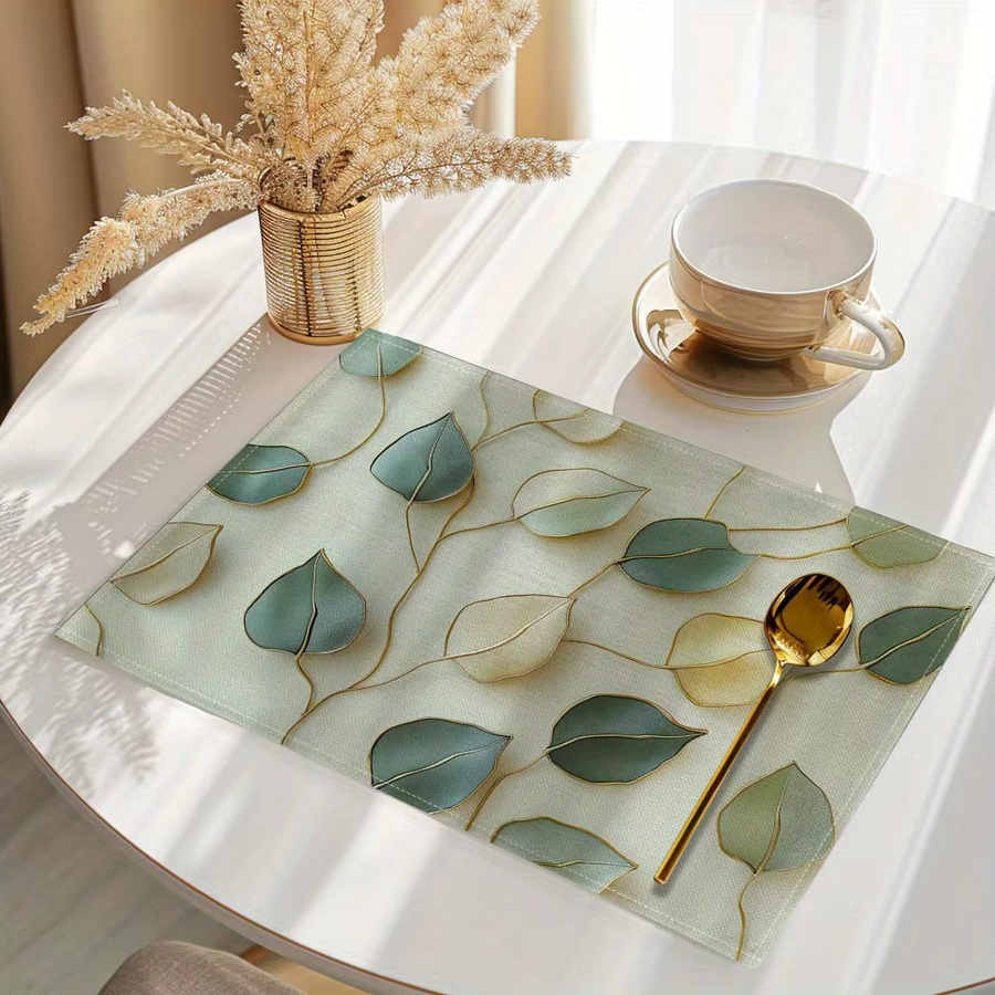 Suige Home Tischsets aus gewebtem Polyester mit Blattdruck in Multicolour, rechteckig und maschinenwaschbar - Bild 2