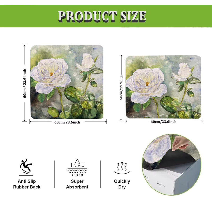 VIKAMA Staubschutzmatte für Waschmaschine und Trockner mit Blumenmuster, rutschfest und waschbar, Multicolor - Bild 4