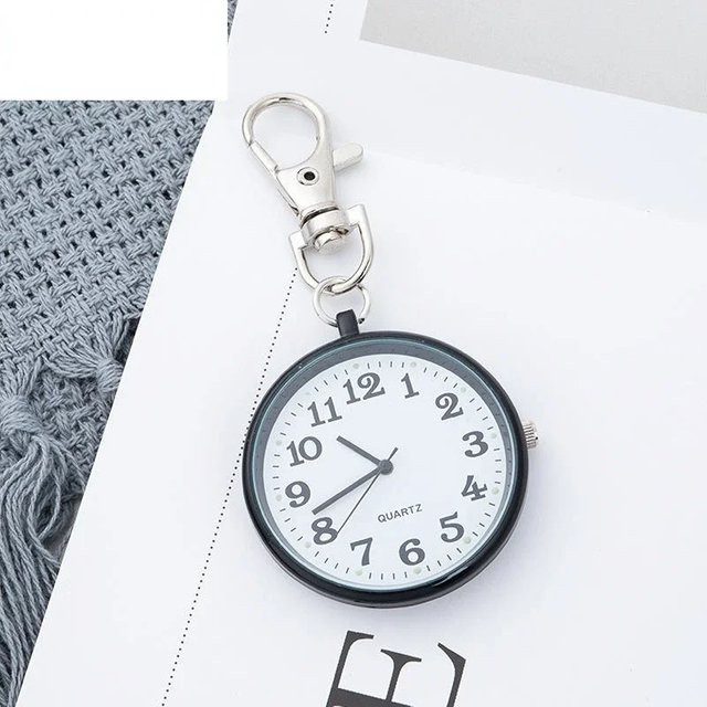 Taschenuhr, Analoguhr, Rund, Weiß, Gold, Unisex, Leuchtzeiger - Bild 1