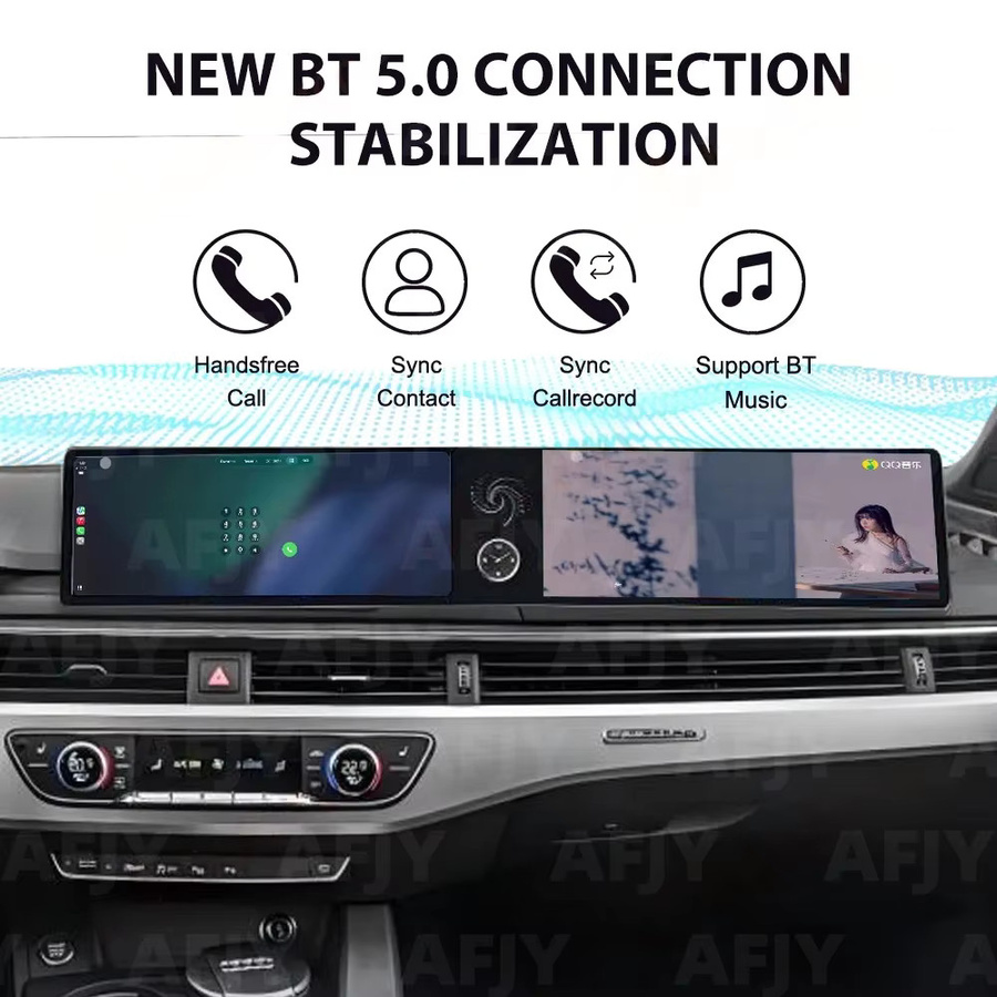 YANFU Dual Screen Android 14 Multimedia Player mit 12,3 Zoll Display und GPS Navigation für Audi A4 A4L 2016-2020 in Schwarz - Bild 4