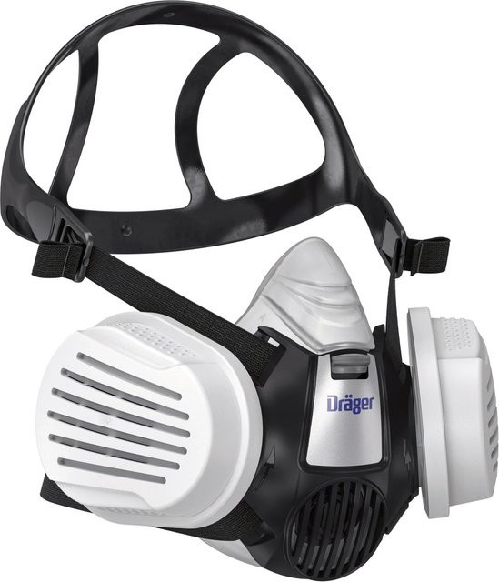 Dräger X-plore 3300 Halbmaske Handwerkerset mit P3-R-Filtern in Größe L, Schwarz-Weiß - Bild 1