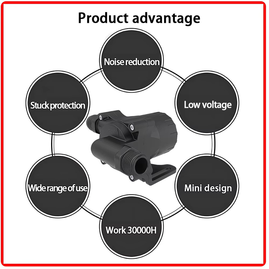 xmshxltd Druck-Tauchpumpe mit leisem bürstenlosem Motor, DC 12/24 V, 2100/2400 l/h, einstellbare Geschwindigkeit, Farbe: Schwarz, IP68 Schutzklasse - Bild 4