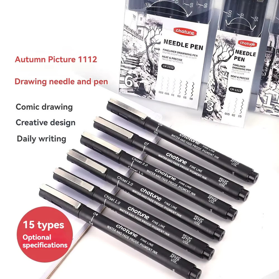 Kissbuty Fineliner Set in Schwarz mit 15 Größen, wasserfeste Archivtinte für Künstlerillustrationen, Skizzieren und Manga-Technikzeichnungen - Bild 2