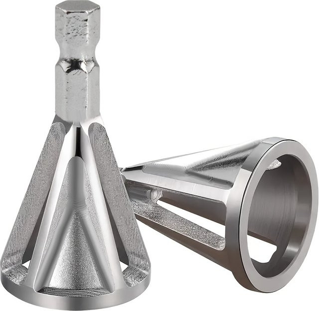 Einteiliges Anfaswerkzeug in Silber zum Entgraten von Metall und für Schleifwinkel-Trimmungen - Bild 1