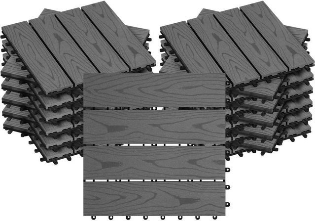 WOLTU WPC Terrassenfliesen in Holzoptik Grau, 22 Stück für 2 m² - Bild 1