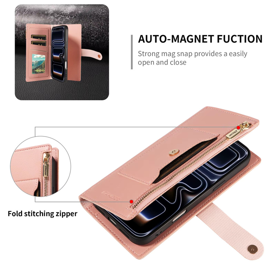 Leder-Handyhülle für Samsung Galaxy (verschiedene Modelle) mit Reißverschlusstasche in Pink - Bild 4