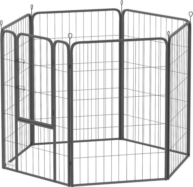 PawHut Welpenlaufstall aus Stahl in Schwarz, B/T/H: 68 x 68 x 100 cm - Bild 1