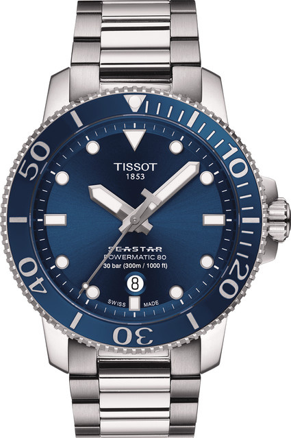 Tissot Herrenuhr Seastar 1000, Automatik, Edelstahl, Blau, 43 mm, 30 ATM - Bild 1