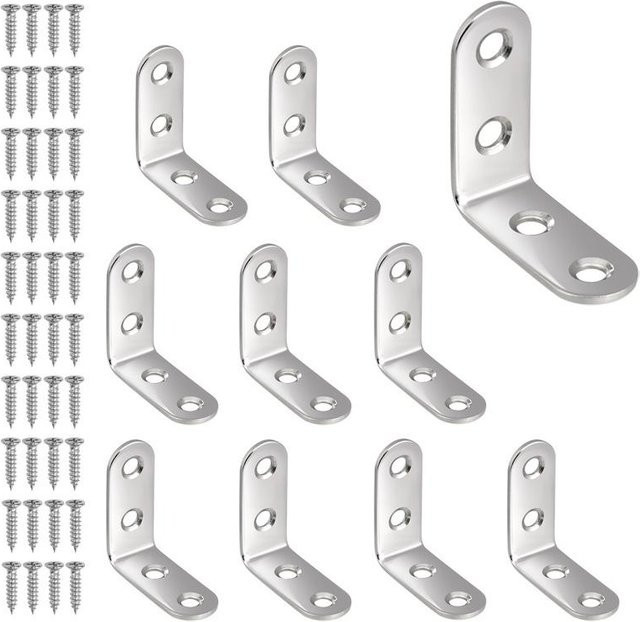 Breaki L-Winkel Regalhalter aus Edelstahl in Silber, 10 Stück, B/B: 50 x 50 mm - Bild 1