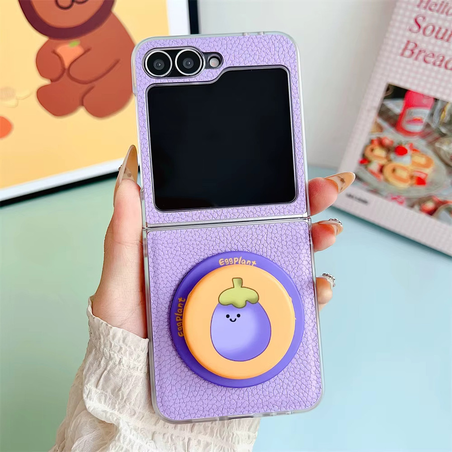 Leder-Handyhülle mit magnetischer Federhalterung und klarer Kante für Samsung Galaxy Z Flip 7, 6, 5, 4 in Orange - Bild 2