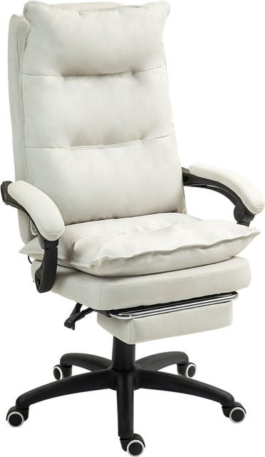 Vinsetto Ergonomischer Bürostuhl mit 6-Punkt-Massage und Liegefunktion, Gaming Sessel mit Fußstütze und Kopfstütze, Cremeweiß - Bild 1