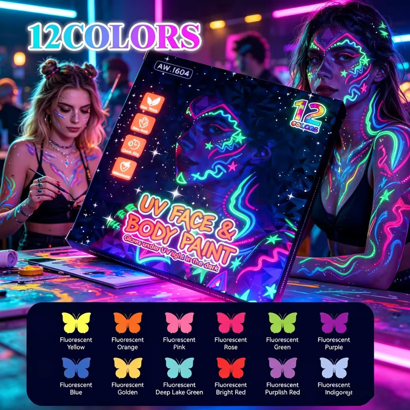 Hopk Neon-UV-Fluoreszierende Acrylfarbstifte im Set mit 8, 12 oder 18 Farben, leuchtende DIY-Marker für kreative Projekte - Bild 5