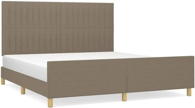 vidaXL Bettgestell mit Kopfteil in Taupe aus Stoff und Holz, B/T/H: 160 x 200 x 166 cm - Bild 1