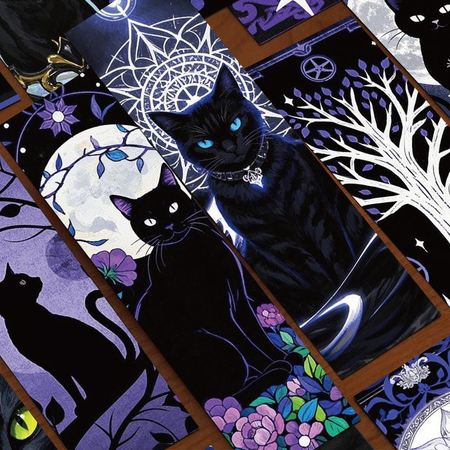 30 Stück Cartoon Gothic Katze Lesezeichen aus Papier in Multicolour für Studenten und DIY-Projekte - Bild 1